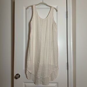 Anthropologie pink and white midi sundress